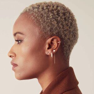 14K Gold Heart Charm Threader Earring